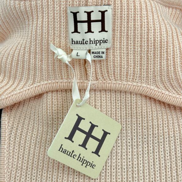 Haute Hippie | NWT | L | Merino Wool Slouchy Ribbed Knit Cut-Out Back Turtleneck - Picture 4 of 11